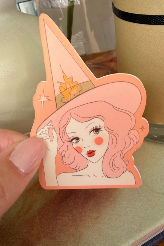 Pink Hat Witch Sticker